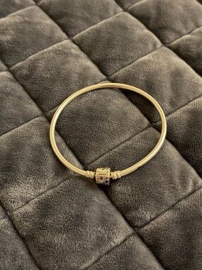 Pandora silver Tone Bangle Bracelet with Decorative Charm